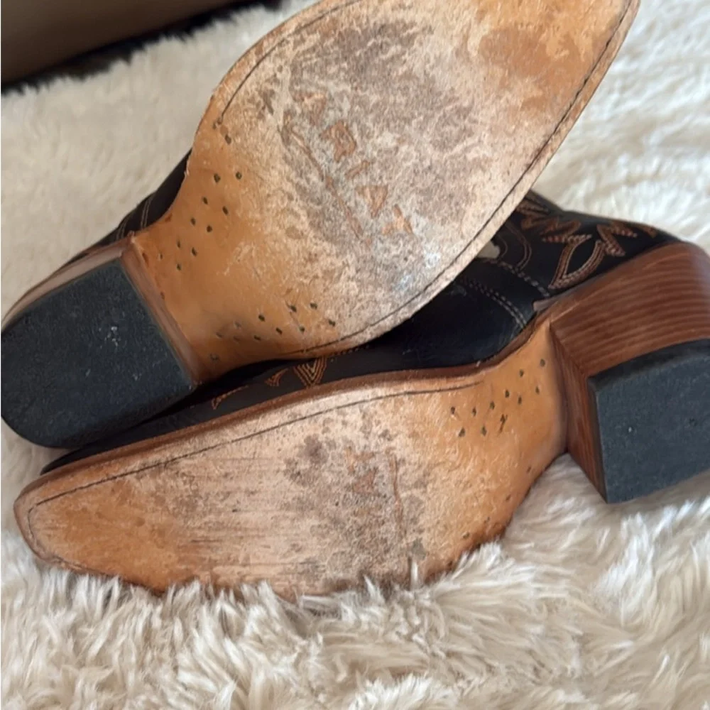 Ariat Black and Brown Embroidered Ankle Boots - Picture 4 of 5